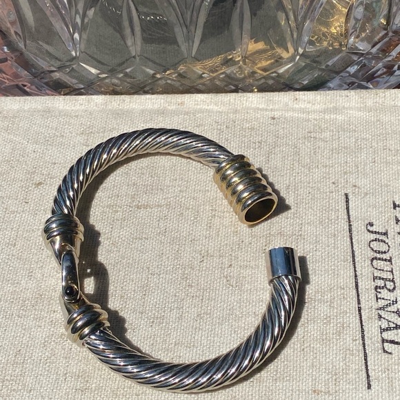 VINTAGE hinge rope style two tone magnetic closure bracelet - Picture 4 of 6